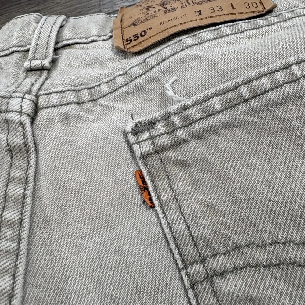 Vintage Levis 550 Shorts Mens‎ 33 Beige Denim Relaxed Fit Orange Tab USA 90s